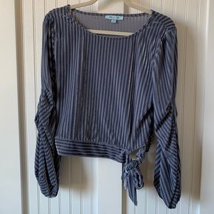 Blue Blouse with Tie in the Front - Size S